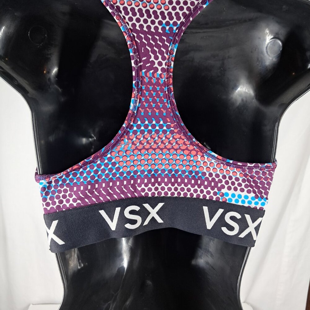 VSX Victoria's Secret Multi-Color Purple Blue Red Racer Back Sports Bra Medium - Picture 2 of 7